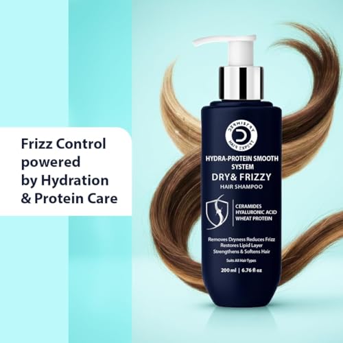 Image of Dermistry Ceramides Hyaluronic Acid Wheat Protein Dry & Frizzy Hair Shampoo Controls Frizz Dryness Hydrates & Restores Chemical & Heat Treated Hair Smoothness Shine for All Hair Types Men Women 200ml