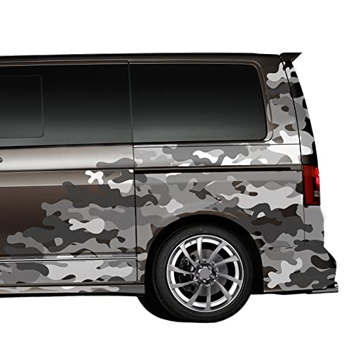Finest Folia Auto Camouflage Matowe Naklejki do Tuningu Zestaw Naklejek Bocznych, Zestaw dwuczęściowy, samoprzylepne, wodoodporne, Akcesoria RX048 (05 Szary)