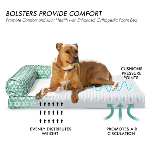 ClevaHome Comfort Orthopedic Dog Bed for Large Dogs - Waterproof Sofa Bed with Removable Bolsters & Washable Cover & Nonslip Bottom, Egg Foam Dog Sofa with Enhanced Head and Neck Support