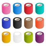 MFUSUL 12 Rollen Selbstklebender Verband, Selbsthaftende Bandage für Erste Hilfe, Fixierbinde für Hunde, Pferde und Haustiere, Elastische Sportbinde, Haftbandage für Tierpflege