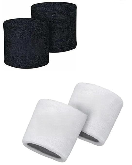 Wrist Band for Men & Women 3 Inch - Wrist Sweat Band (Black, White) - Comfortable, Absorbent, and Durable - Ideal for Sports, Workout, Gym, Running, and Fitness Activities 2 Pairs-image-12