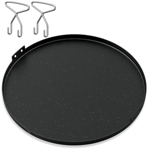 KEESHA 21.5'' Round Premium Nonstick Carbon Steel Griddle with 2 Handles for Recteq Pellet RT-B380 Bullseye Wood Pellet Grill, Thickened and Taller Edges, Food Grade Coating-No PFOA