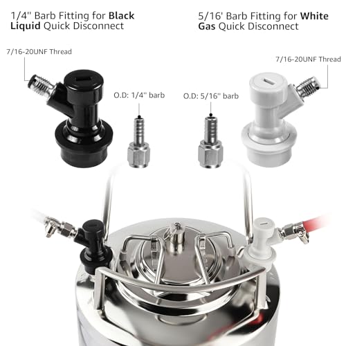 4 Pairs Corny Keg Ball Lock Quick Disconnect Set, Home Brewing Cornelius Keg Parts Ball Lock Keg Fittings with Stainless 5/16'' Gas 1/4'' Beer Barb Swivel Nuts Hose Clamp for Keg Post Coupler by Dbgogo - Image 3