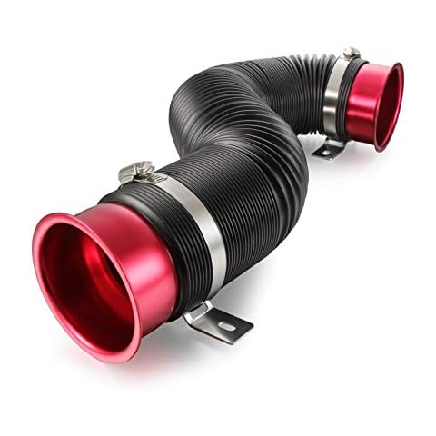 Madlife Garage Universal 3"(76mm) Cold Air Intake Flexible Induction Pipe Hose Kit(Red) Cover