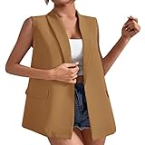 Generic Damen Weste Mantel Lässige Blazer Offene Vorderseite Ärmellos Arbeitsbüro Jacken Blazer Damen Mantel Frühling