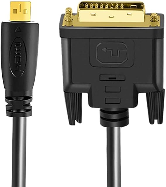 Twozoh Micro HDMI to DVI Cable, Micro HDMI 1.4 to DVI 24+1 Pin Male to Male Cable Support 1080P Full HD (1M)