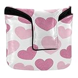 Schlägel-Putter-Abdeckung, magnetische Putter-Schlägerhauben für Damen und Herren, PU-Leder, wasserdicht, Rouge, Violett, Glitzer-Herz