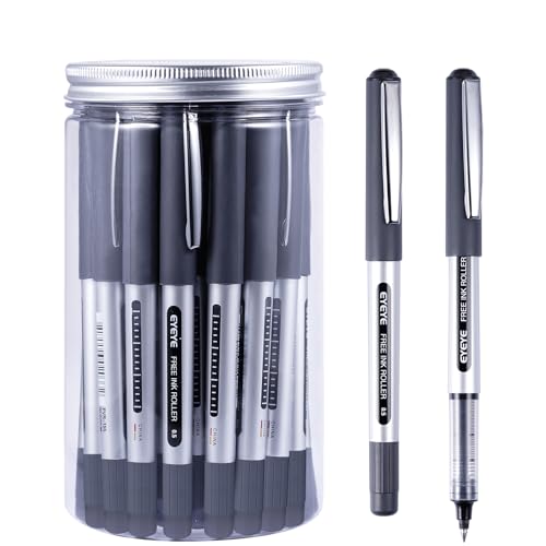 Eyeye 155 Bullet Tip Rollerball Pens, 25 Pack Black Liquid Ink Rollerball Pens cover