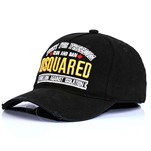 Crstal Dsq Letras Bordado De Algodón Dsq Hat De Camionero para Hombre, Informal del Camionero con el DSQUARED Bordado(Color:Negro)