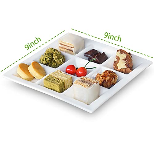 Cinf Compartment Divided Plates Rectangular Ceramic 9 Compartments Sauce Dishes Serving Saucers Bowl Quadrant Shaped Dinner Salad Pigment Tray Snacks #TOP1