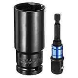 uxcell インパクトソケット 27mmメトリックソケット ディープ6角 差込角1/2"ドライブ 78mm長さ 1/4"六角軸アダプター付き 電動手動兼用 CR-Vスチール アダプターアクセサリーツールセットキット ヘックスボルトナット用