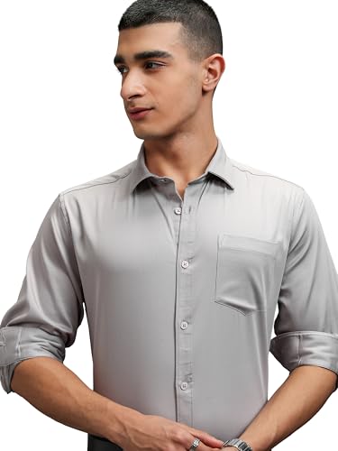 Image of Highlander Men's Slim Fit Formal Shirt | Solid Formal Shirt for Men | Comfortable Fabric | Stylish Design for Everyday Use & Office Wear