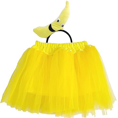TIKSON 2 Pieces Girls Halloween Kids Yellow Banana Costume Headband and Tutu