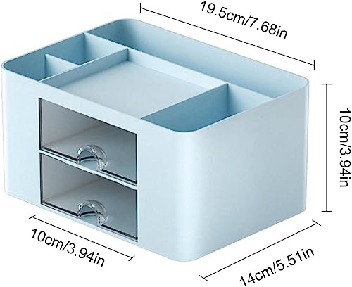 Image of NXTBUY Plastic Desk Organizer with Drawer | Desktop Office Stationery Storage Box | Desk Accessories Organizer | Mobile Phone Holder | Table Organizer for Study & Office Use (Blue)