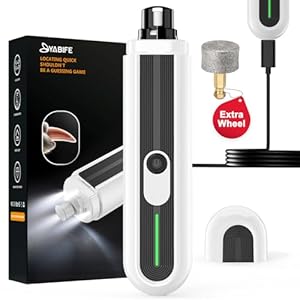 YABIFE 4-Lights Dog Nail Grinder, Easy Quick Locate Dog Nail Trimmers, for Puppy Paw Toenails or Pets from Small, Medium to Large, with Travel Lock, Whisper Quiet, Heavy Duty 3 Speeds