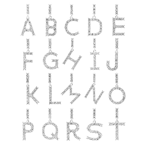 HH BLING EMPIRE Gold Silver Diamond Initial Necklaces for Women, Iced Out Initial Letter Pendants with Cz Diamond Tennis Necklace Chains, Alphabets A to Z letter necklace 18 Inch3