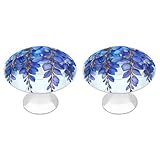 Jubonexis Pomelli rotondi in vetro colorato con glicine blu, con viti, 2 pezzi, pomelli per cassettiera, decorazione per armadio, casa, ufficio, cucina