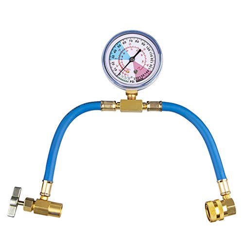 Cihely Kit de Tuyau de Recharge de Réfrigérant pour Voiture 350PSI R134a AC, Tuyau de Recharge avec Jauge, Kit de Mesure de Recharge A/C 1/2 Peut Appuyer Manomètre sur la Climatisation Cover