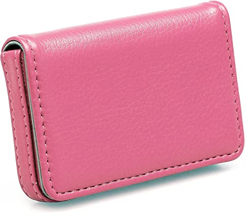 Image of RFID Blocking Wallet - Minimalist Leather Business Credit Card Holder with Magnetic, Pink, Small