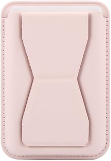 محفظة من فانديل مصنوعة من الجلد للنساء، بتصميم عصري باللون الوردي، مع حامل مغناطيسي متوافق مع MagSafe