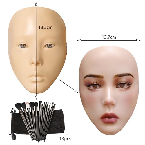 FGXY Make-up Trainieren Bausatz,silikon gesicht, Professionelle Mannequin Kopf Set, Wiederverwendbare Silikon Übungsmaske, Praktische Geschenke für Make-up Artists und Kosmetikerinnen(gelbe Haut)