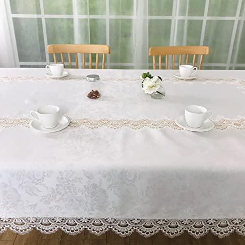 Breksdat White Lace Tablecloth 72 X 126 Inches For Rectangle Tables Carnation Lace Beautiful Decor For Dinning Home Holiday Kitchen Wedding Thanksgiving Christmas Banquet Washable Tablelinen #TOP1