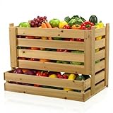 Mucola XXL Obstkiste Apfelkiste Kartoffelkiste Holzkiste – Aufbewahrungsbox Stapelkiste aus Naturholz 50x40x30cm | Deko Kiste Allzweckkiste für Obst Gemüse Lagerung Vintage Weinkiste Holzbox
