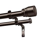 Heavy Duty Double Curtain Rod 84-120 Inch Length, 1 Inch Adjustable Brass Double Curtain Rod with Brackets, Long Double Curtain Rod for Windows Sliding Door (Bronze, 32-120', 1 PCS)