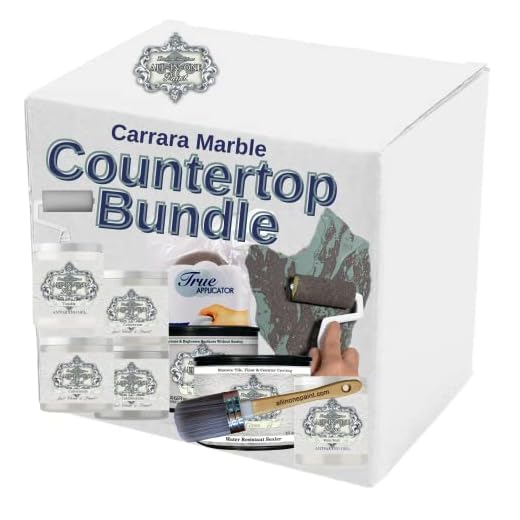 ALL-IN-ONE Paint by Heirloom Traditions, Countertop Paint and Tool Bundle to create Designer Countertops, Carrara Marble