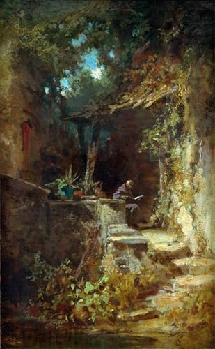 Toile Carl Spitzweg décoration murale élégante pour salon chaleureux 60x90cm