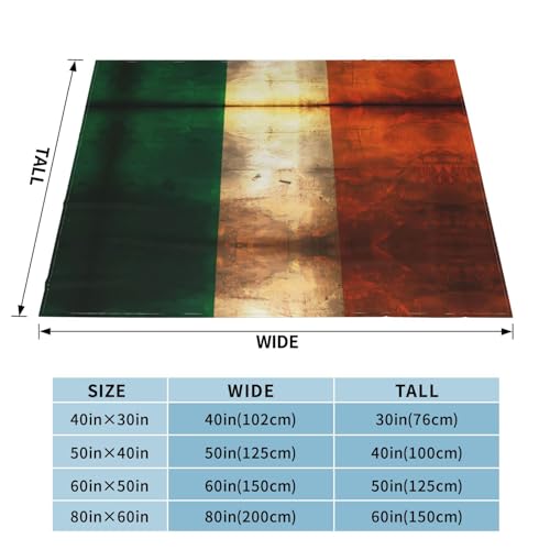 Couverture drapeau irlandais flanelle 203x152cm pour soirée cinéma et salon
