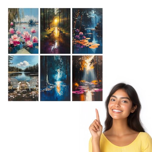 Image of SiddArtify Nature Wall Art Poster Print Set - Landscape Painting Decor for Living Room Bedroom Office - 12x18 inch Board Pack of 6