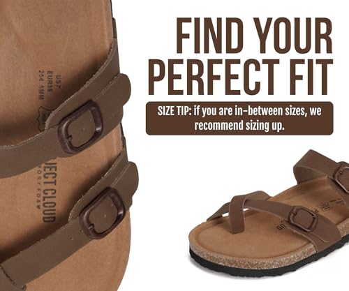 Image of Project Cloud 100% Genuine Leather Womens Sandals -Lightweight Womens Slides Memory Foam Insole & Cork Footbed Sandals Women - Non-Slip Beach Essentials Summer Sandals for Women 2026 (Lian)