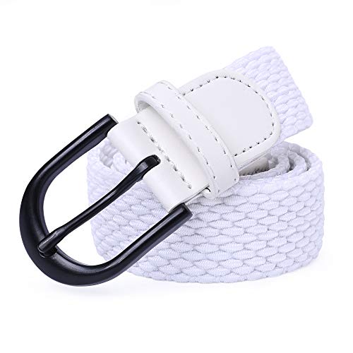 Image of Mile High Life | Braided Stretch Elastic Belts | Pin Oval Solid Black Belt Buckle | PU Loop End Tip Men /Women /Junior Belt