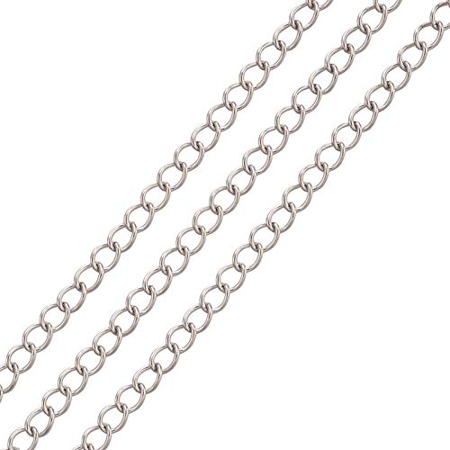 Pandahall 82 Feet/25M Soldered 304 Stainless Steel Curb Chains 4X3X0.6Mm Stainless Steel Color Plated For Jewelry Making #TOP1