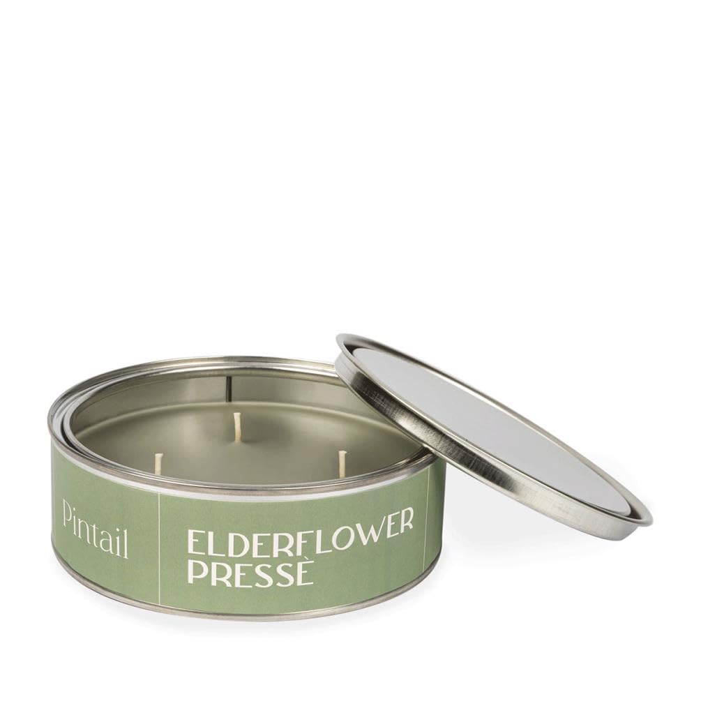 Pintail Candles Large 3 Wick Scented Candle Tin - Elderflower Presse