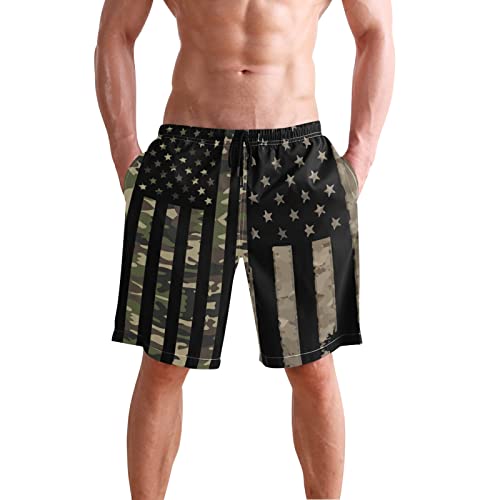Mens Swim Trunks American Flag Bathing Suit Swimming Shorts Quick Dry Board Shorts Swimsuits with Pockets Mesh Lining2