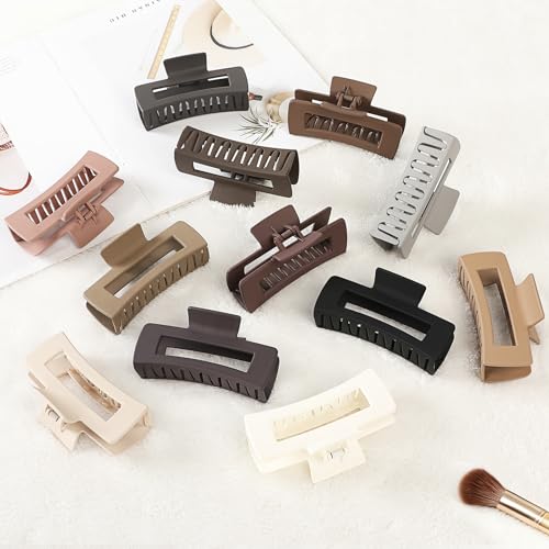 Sisiaipu 4.1 Inch Large Hair Claw Clips 12 Pcs Big Claw for Thick Hair Square Hair Clips Jumbo Jaw Clips Bulk Hair Accessories for women and Girls (Regular) — view 5
