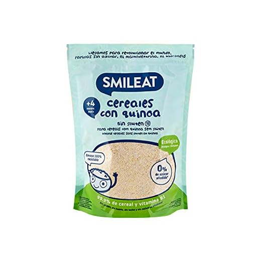 Smileat - Papilla Ecológica de Cereales sin Gluten con Quinoa, Ingredientes Naturales - A Partir de los 6 Meses - 200g
