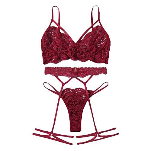 Lingerie sexy femme pour réveiller la passion avec cet ensemble soutien-gorge rouge en XL