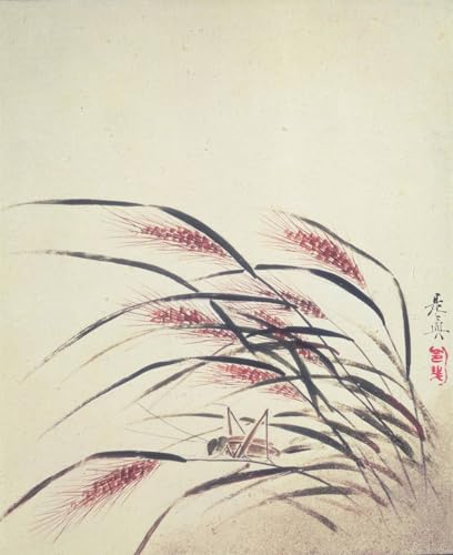 Cuadro en lienzo Spighe di riso arte japonés de Shibata Zeshin para oficina 60x90cm