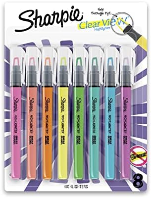 SHARPIE Clear View Highlighter Sticks, Chisel Tip, Assorted Fluorescent, 8 Count