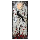 Sichtschutzfolie für Buntglasfenster, 18 x 39, doppelseitig, Gothic-Fensterfolie, Rabe, Mond, Beerenranken, statisch haftender Aufkleber für Halloween, Heimdekoration, Buntglas