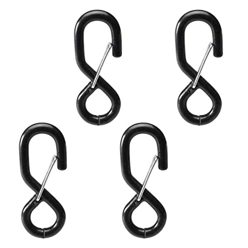 US Cargo Control Heavy Duty Black Vinyl Coated S-Hook w/Keeper - 4 Pack