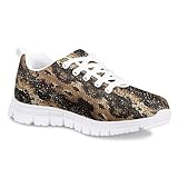 Dellukee Boys Girls Running Shoes Snake Skin Print Fashion Sneakers Kids Youth Breathable Lightweight Athletic Comfortable Lace Up Walking Shoes