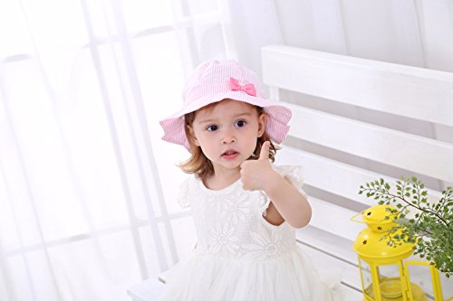 Baby Girl Floppy Sun Hat Breathable Infant Toddler Striped Bow Summer Cotton Cap Upf 50+ Sun Protection #TOP4