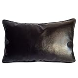 pillowerus Artificial Leather Black 14"x24" Inches Couch Pillowcase Cushion Cover - Modern Fashionab
