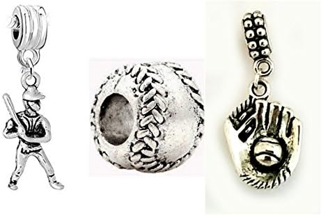 EWT Pandora Compatible Baseball Bat glove Player Ball European DIY Bracelet Necklace charm Pendant