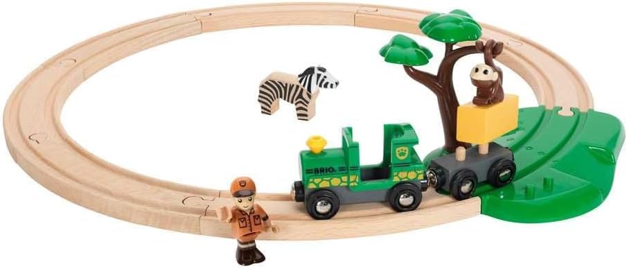 World Safari Train Set for Kids Age 3 Years Up - Wooden Railway Expansions and Accessories