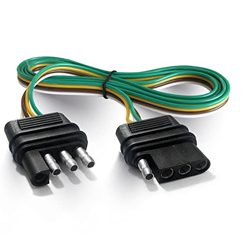 Trailer Wire Extension 4-Way 4 Pin Plug, 4 Wire 4-Flat Connector with Male & Female Plug 18 AWG 59 inch Hitch Light Trailer Wiring Harness Extender by Mosleyz - Used condition - US$7.19